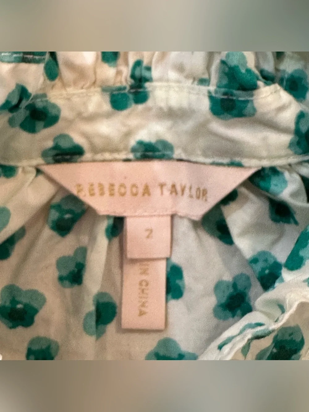 REBECCA TAYLOR Emerald Daisy Top inCream combo Size XS (k11)